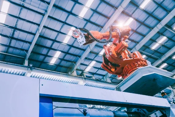 a robotic arm in a factory